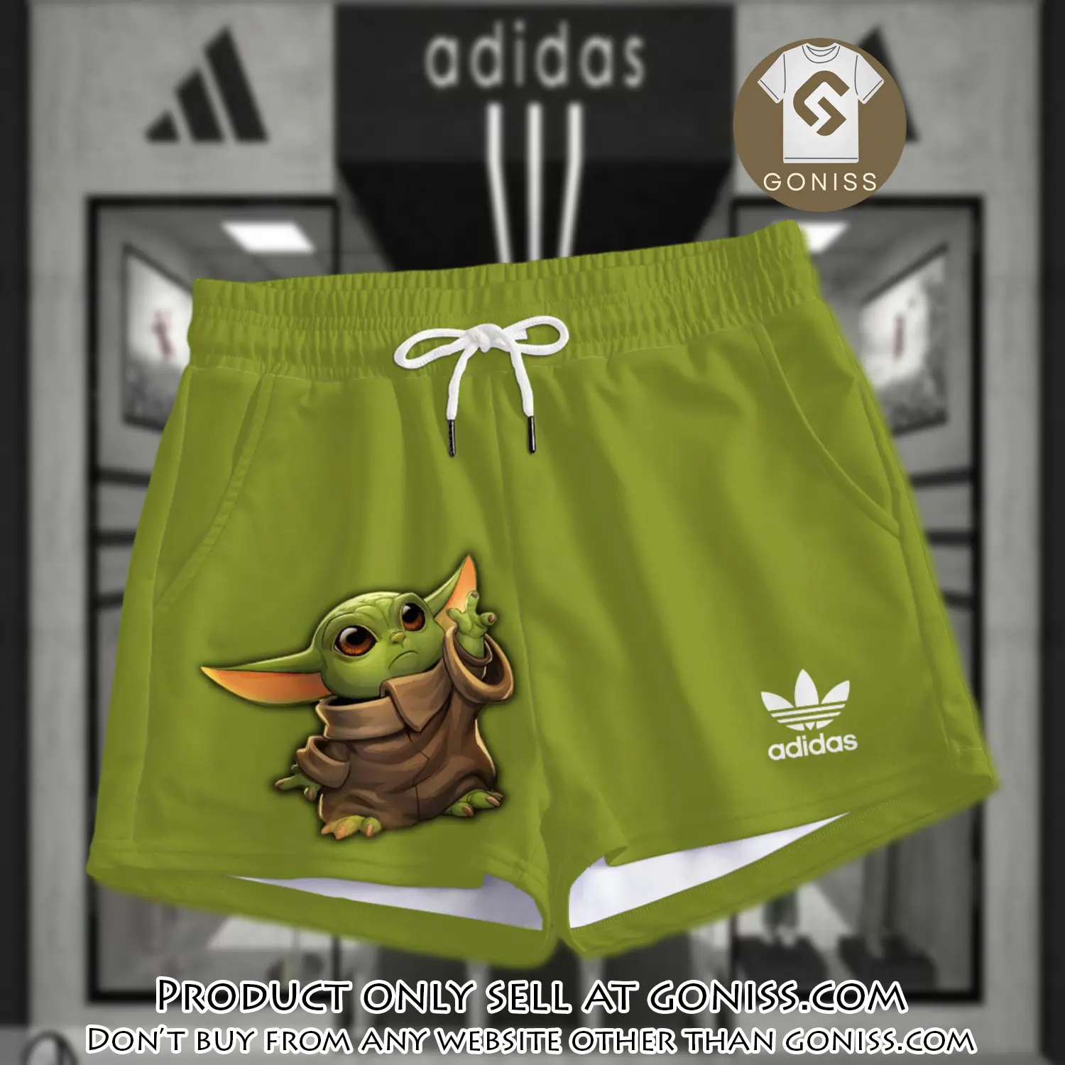 Premium baby yoda in adidas women shorts lady beach shorts wms1076 gn1227728